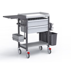 GUÉRIDON STOCKALLI M3 - F600 9G - COLORIS NOIR - 2 PLATEAUX 2 TIROIRS 155 - ÉQUIPÉ V4