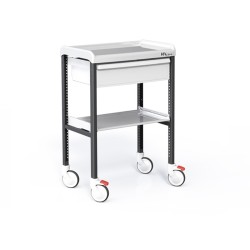 GUÉRIDON STOCKALLI M3 - F600 9G - COLORIS NOIR - 2 PLATEAUX ET 1 TIROIR 75