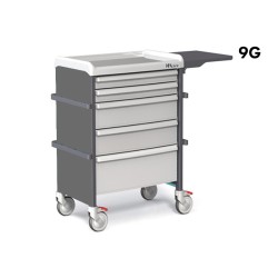 CHARIOT FERME DE SOINS STOCKALLI M3 - F600 9G - AVEC RAILS - EQUIPE V2