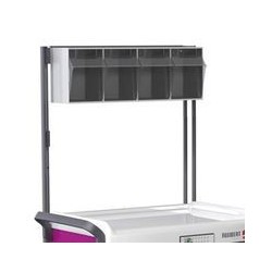 RANGÉE DE 4 BOÎTES BASCULANTES GRISE AVEC PIÈCE DE FIXATION POUR RAIL