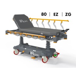 CHARIOT BRANCARD MOTORISÉ TRB7 CARVI EZGO - LARGEUR 80 - FREINAGE CENTRALISÉ AVEC 5E ROUE - MATELAS - BARRIÈRES ZERO GAP
