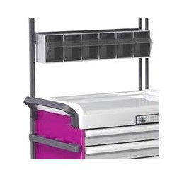 RANGÉE DE 6 BOÎTES BASCULANTES GRISE AVEC PIÈCE DE FIXATION POUR RAIL