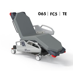 FAUTEUIL-LIT DE SOINS AMBULATOIRES AMB7 CLAVIA LSA - LARGEUR 65 - FREINAGE CENTRALISÉ AVEC 5E ROUE - MATELAS - BARRIÈRES TECH