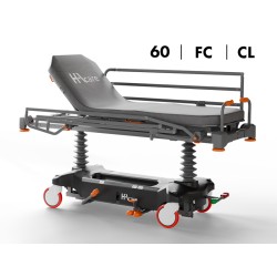 CHARIOT BRANCARD TRB7 CAREO - LARGEUR 60 - FREINAGE CENTRALISÉ PIED - MATELAS - BARRIÈRES CLASSIC