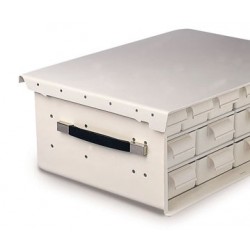 CASSETTE BLANCHE AVEC PORTE, VERROUILLAGE ET 2 POIGNÉES 3 NIVEAUX