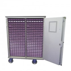 CHARIOT D'APPROVISIONNEMENT AVEC PORTE F600 DOUBLE BJMM BAS(4 ROUES PIVOTANTES + BLOCAGE DIRECTIONNEL + FREINAGE CENTRALISE)