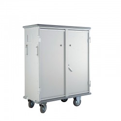 CHARIOT D'APPROVISIONNEMENT AVEC PORTE F600 DOUBLE BAS (2 ROUES FIXES + 2 ROUES PIVOTANTES + 1 FREIN CENTRALISÉ)