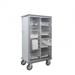 CHARIOT D'APPROVISIONNEMENT AVEC PORTE F400 DOUBLE HAUT (2 ROUES FIXES + 2 ROUES PIVOTANTES AVEC FREIN INDIVIDUEL)