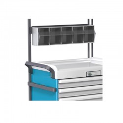 RANGÉE DE 5 BOÎTES BASCULANTES GRISE AVEC PIÈCE DE FIXATION POUR RAIL