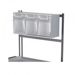 RANGÉE DE 3 BOÎTES BASCULANTES GRISE AVEC PIÈCE DE FIXATION POUR RAIL