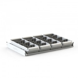 PACK ETAGERE BT 75 - 4 BACS TIROIRS 75 1/4 - 12 SEPARATEURS MOBILES - 4 PE 1/4