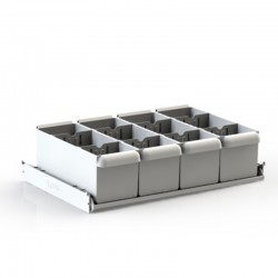 PACK ETAGERE BT 155 - 4 BACS TIROIRS 155 1/4 - 8 SEPARATEURS MOBILES - 4 BARRES DE LIAISON - 4 PE 1/4