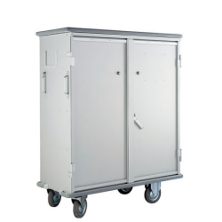 CHARIOT D'APPROVISIONNEMENT AVEC PORTE F600 DOUBLE (2 ROUES FIXES + 2 ROUES PIVOTANTES 2 ROUES PIVOTANTES AVEC FREIN INDIVIDUEL)