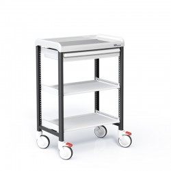 GUÉRIDON STOCKALLI M3 - F600 9G - COLORIS NOIR - 3 PLATEAUX ET 1 TIROIR 75