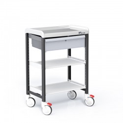GUÉRIDON STOCKALLI M3 - F600 9G - COLORIS NOIR - 3 PLATEAUX ET 1 TIROIR 155 À TOXIQUE AVEC SERRURE MÉCANIQUE