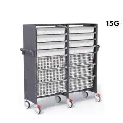 CHARIOT DE CIRCULATION DOUBLE STOCKALLI M3 - 2XF600 15G - AVEC PAREMENTS LATERALS - EQUIPER V1